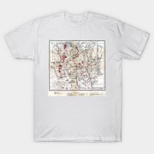 Vintage Yellowstone National Park Topographical Map T-Shirt